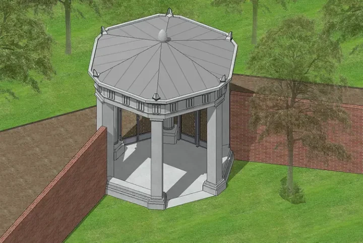 Skizze Denkmalgerechte Rekonstruktion Ecktempel im Tempelgarten Neuruppin Gesamt